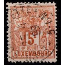 1882 - Luxembourg - AFA 59 - Frimærke - Allegorisk tegning - 5 c. orangebrun - Stemplet.